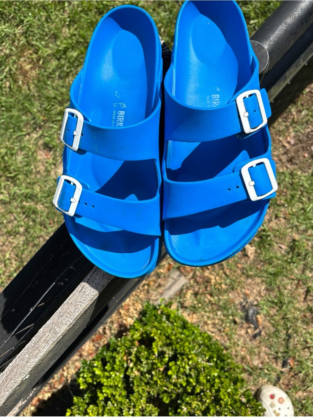 Bright Blue Birkenstocks Double-Buckle Sandals SZ 10 - Picture 4 of 7